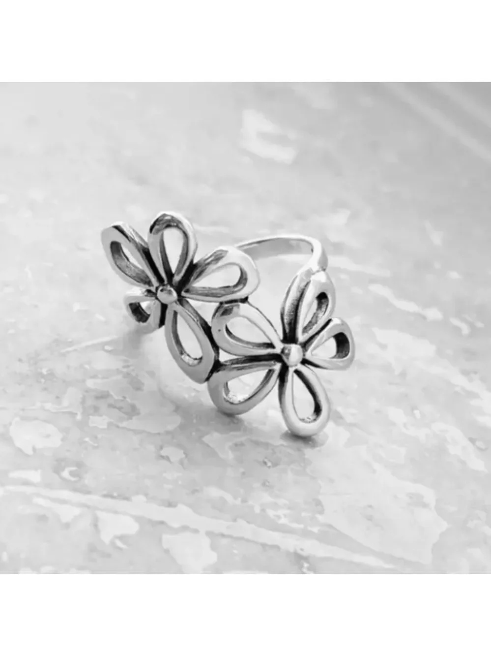 Silver Flower Ring Adjustable